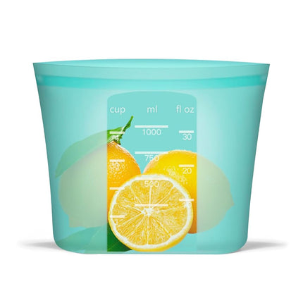 Annaklin Reusable Freezer Bags Quart Size, 4 Pack, 100% Silicone Stand Up Ziplock Reusable Silicone Food Storage Bags Sandwich Bags Containers, Freezer Microwave Oven Dishwasher Safe, Aqua, 33.8fl.oz