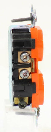 Leviton 5262-IG 15-Amp, 125 Volt, Industrial Series Heavy Duty Specification Grade, Duplex Receptacle, Straight Blade, Isolated Ground, Orange, SMALL