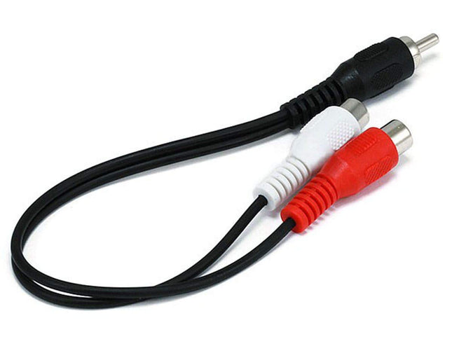 Monoprice 100663 6-Inch RCA Plug/2 RCA Jack Cable,