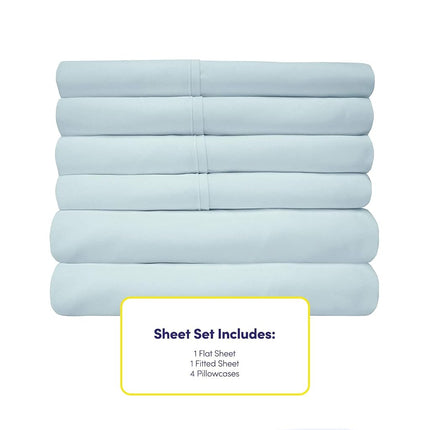 Sweet Home Collection Parure de draps 6 pièces en microfibre égyptienne de qualité 1500 fils/pouce carré, poches profondes, taille Queen, Aqua