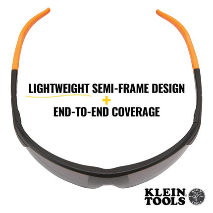 KLEIN TOOLS Safety Glasses, PPE Protective Eyewear with Semi Frame and Gray Lens, Scratch Resistant and Anti-Fog 60160