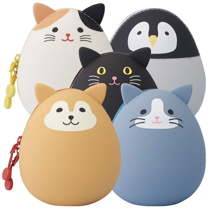 LIHITLAB PuniLabo Zipper Pouch, Egg-Shaped, Calico Cat (A7782-7), Medium: 2.2 Ã— 2.4 inches