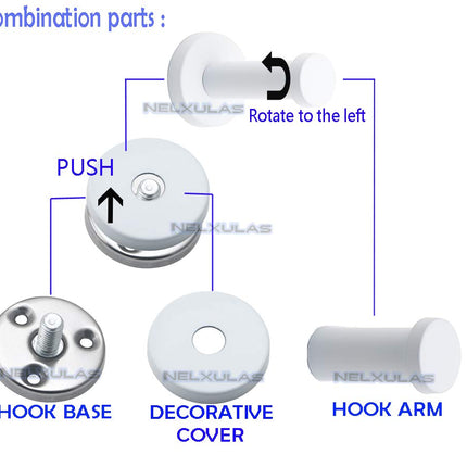 NELXULAS Classic White Stainless Steel Single Super Heavy Duty Wall Mount Hook, Coat Hanger, Bath Towel Hooks (2-4/5", 4 PCS)