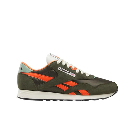 Reebok Men's Classic Nylon Sneaker, Hunter Green/Pump Orange/Vintage Chalk, 4 UK