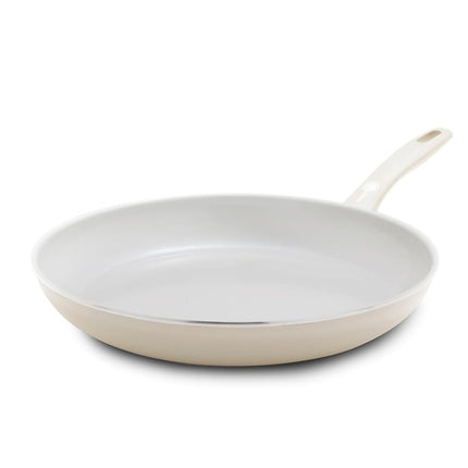 GreenPan Dover Healthy Ceramic Nonstick, 12" Frying Pan Skillet, PFAS-Free, Dishwasher Safe, Comfort Grip Handle, Cream White