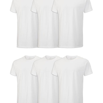 Fruit of the Loom Men's Stay Tucked Crew T-shirt Underwear, Regular - 6 Pack White, L UK