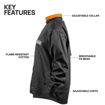Klein Tools Flame-Resistant Welding Jacket, Large, Orange, Orange, One size