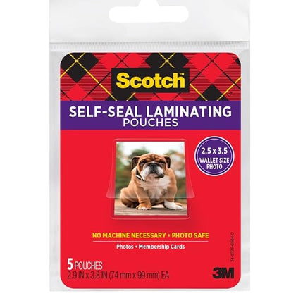 Scotch Self-Sealing Laminating Pouches, Gloss Finish, 2.5 Inches x 3.5 Inches, 5 Pouches, 6 Pack (PL903G)