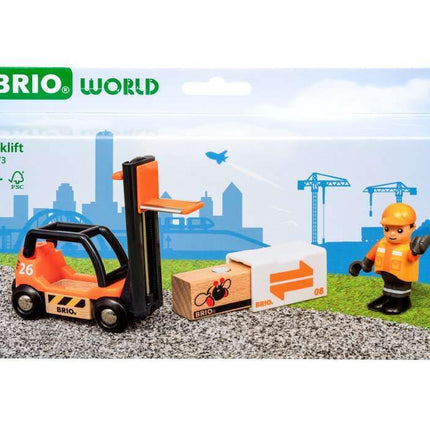 BRIO World Forklift Toy Vehicle for Kids Age 3 Years Up - Wooden Railway Add Ons & Accessories