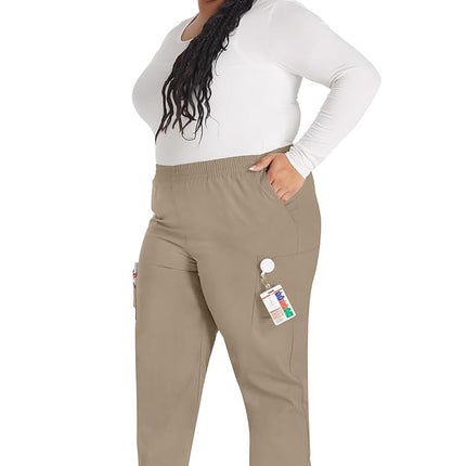 Dickies EDS Signature Scrubs for Women, Elastic Waist Pull-On Cargo Pants for Women in Soft Brushed Poplin 86106, Dark Khaki, 5X-Large