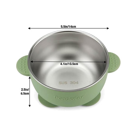 PandaEar 3 Stainless Steel Baby Bowls with Suction Cup and Lid - Porridge Bowl for Baby Porridge & Porridge, Non-Slip Baby Bowls with Silicone Cover, Unbreakable BPA-Free, Children's Bowl from 6