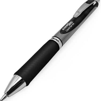 Pentel Energel Liquid Gel Pen- 1 Mm Bold 6 Black Ink & 6 Blue Ink Pens Energel, Bulk Pack of 12 Combo RTX Retractable Deluxe Liquid Gel Pen.