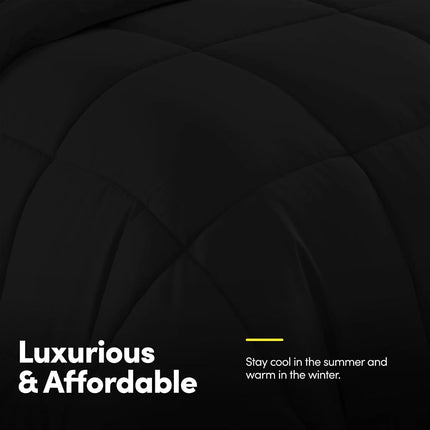 Parure de lit 5 pièces Sweet Home Collection Housse de couette couleur unie toutes saisons, couverture douce en duvet alternatif et draps de lit en microfibre luxueuse, noir, Twin XL