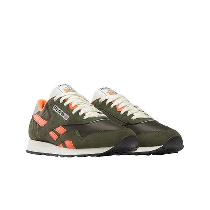 Reebok Men's Classic Nylon Sneaker, Hunter Green/Pump Orange/Vintage Chalk, 3.5 UK