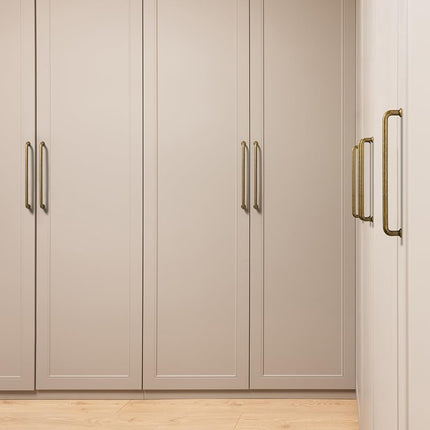 Yanxia Set of 12 -Sleek 7 9/16" Center to Center Antique Brass Cabinet Handles - Retro and Minimalist Hardware for Stylish Home Enhancement