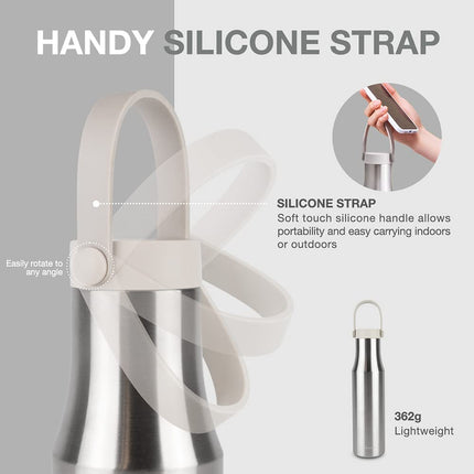 LocknLock Metro Bottle Double-Wall Insulated Stainless Steel with Silicone Handle, 24 oz, Silver