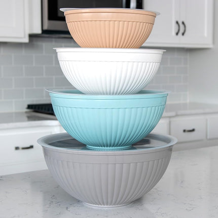 Nordic Ware Prep and Serve Mixing Bowls Set, 8-Piece, Earth-Tones
