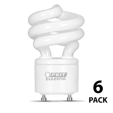 Feit Electric BPESL13T/GU24/41K/6 60W Equivalent 13 Watt 900 Lumen, 3.66" H x 2.09" D CFL Twist GU24 Base Bulb, 6 Pack, 4100K Cool White, 6 Count