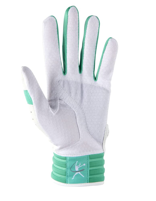 Mizuno Finch Women's Softball Padded Batting Glove, White-Mint, X-Small