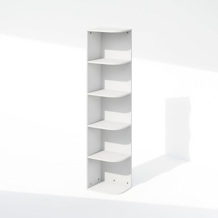 Furinno Reed 5-Tier Space Saving Corner Storage Display Shelf, White