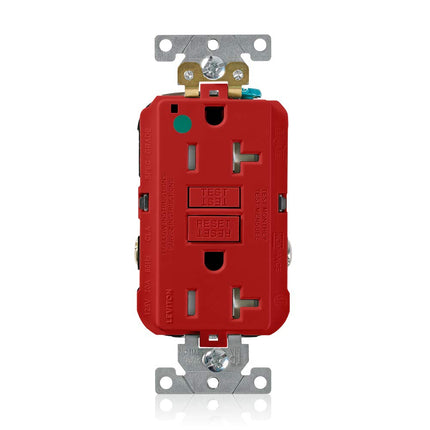 Leviton GFTR2-HGR 20A-125V Extra-Heavy Duty Hospital Grade Tamper-Resistant Duplex Self-Test GFCI Receptacle, 20-Amp, Red,