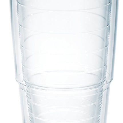 Tervis Clear & Colorful Lidded Made in USA Double Walled Insulated Tumbler Travel Cup Keeps Drinks Cold & Hot, 24oz, Red Lid