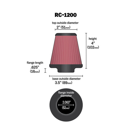 K and N RC-1200 Car and Motorcycle Universal Chrome Filter