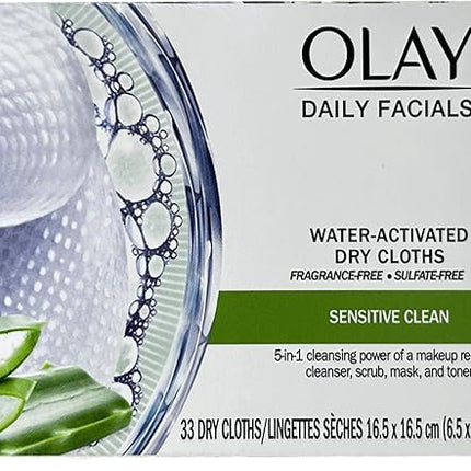 Olay OLAY Daily Gentle Clean 4-in-1 Water Activated Cloths, 33 Ea Pack of 6