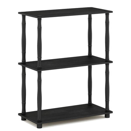 Furinno TURN-N-TUBE Storage Shelves, 3-Tier Book Shelf, Corner Shelf, Toolless Open Shelves, for Organization and Storage, Living Room, Garage, Home Office, Americano