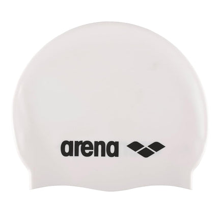 Arena Classic Silicone Swimming Cap Unisex for Girls and Boys - Comfortable and Durable - One Size - White/Black