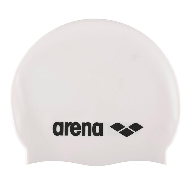 Arena Classic Silicone Swimming Cap Unisex for Girls and Boys - Comfortable and Durable - One Size - White/Black