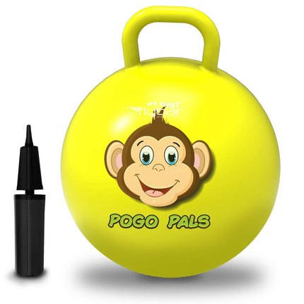 Flybar Hopper Ball for Kids, Inflatable Bouncy Ride-On Ball w/Handle for Indoor & Outdoor Active Play, Includes Pump, Jump Toy for Boys & Girls, Supports Up to 165 lbs, Ages 3+, 18-Inch, Small