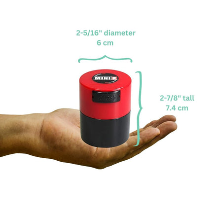 Minivac - 10g to 30 grams Airtight Multi-Use Vacuum Seal Portable Storage Container for Dry Goods, Food, and Herbs - Red Cap & Black Body