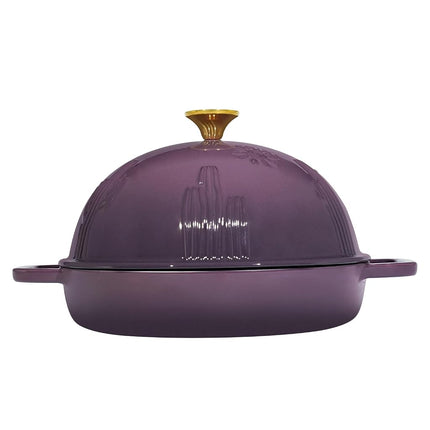 Flavehc Bread Oven Cast Iron Bread Dutch Oven with Cloche Lid for Bread Baking Magenta Enameled Cast Iron Bread Oven with Dome Lid for Sourdough, 9.8 Inches