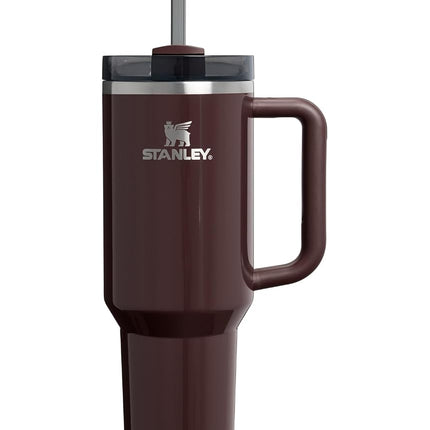 Vaso Stanley Quencher H2.0 con asa y pajita de 40 oz | Tapa Flowstate de 3 posiciones | Compatible con portavasos para viajes | Vaso térmico de acero inoxidable | Sin BPA | Caoba brillante