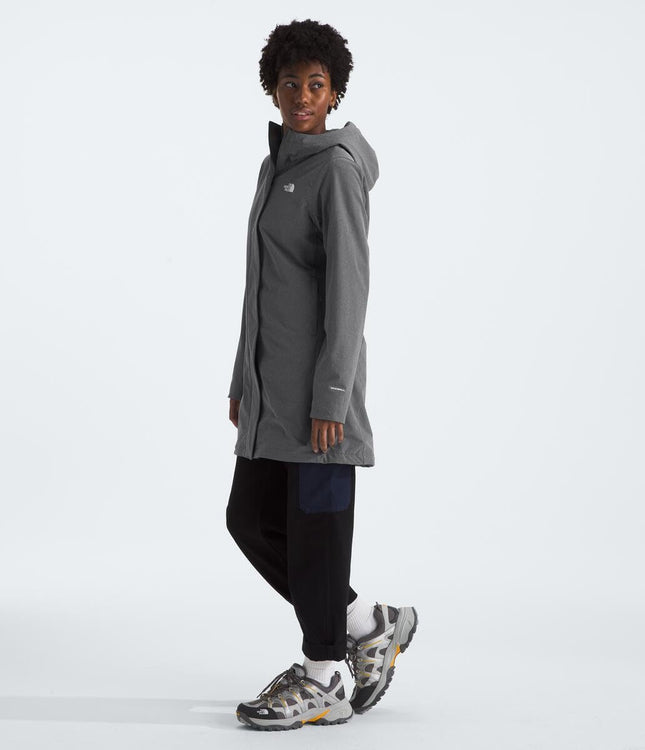 The North Face Women's Shelbe Raschel Hooded Parka | Fleece Lining, Attached Hood, Secure Zip Hand Pockets, Wind & Water Resistant, Smoked Pearl Heather, Medium