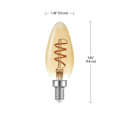 Globe Electric 40W Equivalent Soft White (2000K) Edison Candelabra Amber Glass Dimmable LED Light Bulb 31355, 1-Pack, B10 Vintage