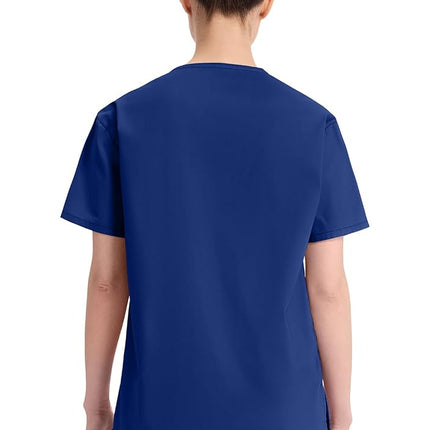 Dickies EDS Signature Scrubs for Women, V-Neck Womens Tops in Soft Brushed Poplin 86706, Galaxy Blue, 4XL Plus