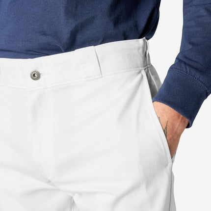 Pantalones de trabajo Dickies Skinny Straight de doble rodilla para hombre - Duraderos, ajuste delgado, uniforme industrial y ropa de trabajo, blanco V1, 34W x 30L