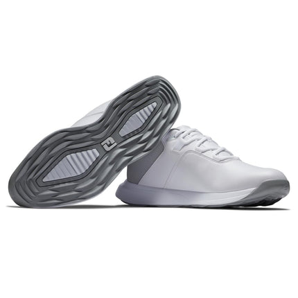 Zapatillas de golf FootJoy para hombre Prolite estilo de temporada anterior, blanco/gris claro/gris, 7.5 X-Wide
