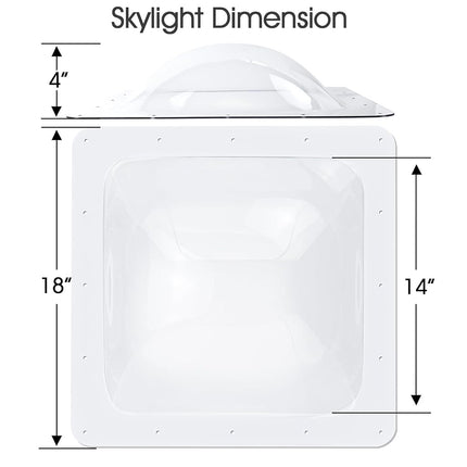 XMK RV Skylight Replacement,18"x18" Skylight Outer Dome Fit 14"x14" Opening