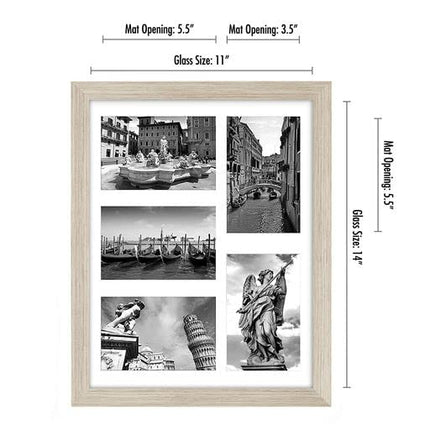 Americanflat 6x4 Collage Photo Frame with Shatter-Resistant Glass - Signature Collection - Fits Five 4x6 Photos or Use as One 11x14 Picture Frame for Wall Display - Driftwood