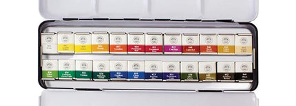 Mungyo Professional Half Pan Size Water Colors Set in Tin Case/Integral Mixing Palette in The lid 24 Colors