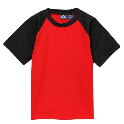 Kanu Surf Tee-Shirt de bain pour garçon à manches courtes anti-UV UPF 50+, rouge contrastant, très petit (6)