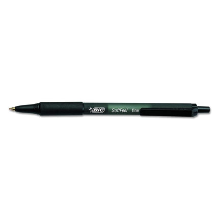 BIC Soft Feel Retractable Ball Point Pen, Fine Point, Black Ink (24-Count, Black, Fine Point)