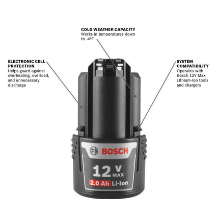 BOSCH BAT414-2PK 12V Max Lithium-Ion 2.0 Ah Battery 2-Pack