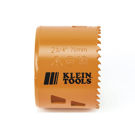 Klein Tools 31944 Bi-Metal Hole Saw, 2-3/4-Inch for Cutting Stainless Steel, Mild Steel, Drywall, Wood and Plastic, with Easy Slug Removal