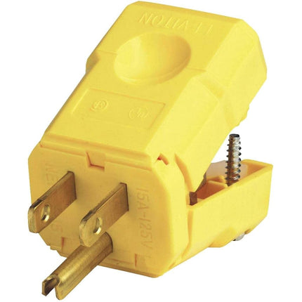Leviton 5256-VY 15 Amp, 125 Volt, Industrial Grade, Plug, Straight Blade, Grounding, Python (Yellow)