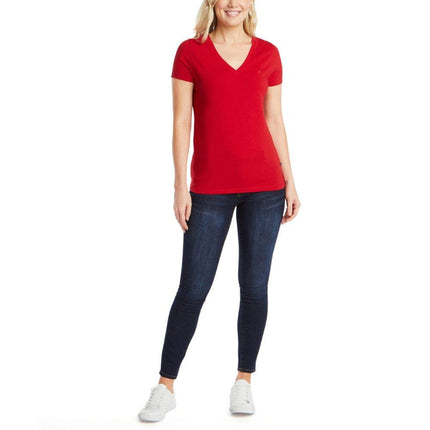 Nautica Women's Easy Comfort V-Neck Supersoft Stretch Cotton T-Shirt Red, Small