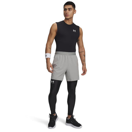 Under Armour Men's Standard HeatGear Leggings, Black (001)/White, Large Tall